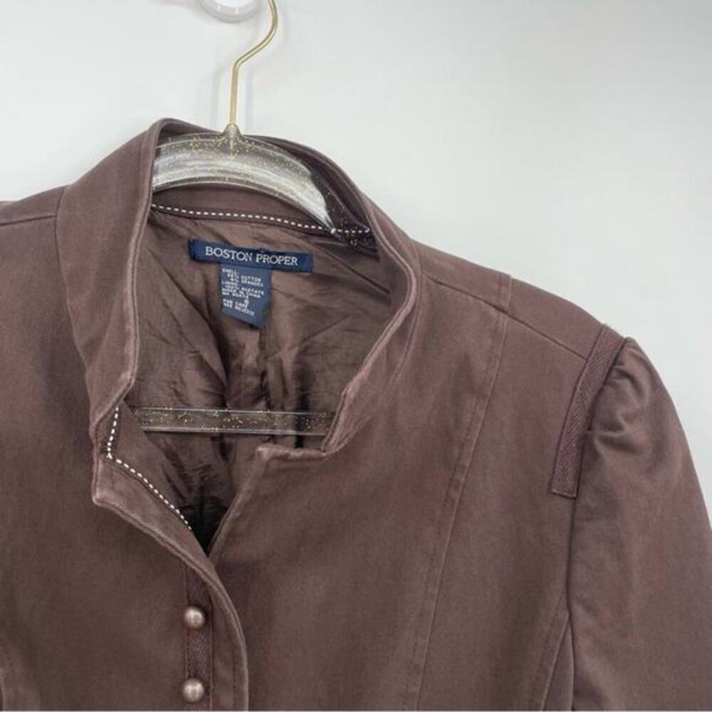 Boston Proper Brown Blazer Peplum Pleated Size 8 - Picture 5 of 13